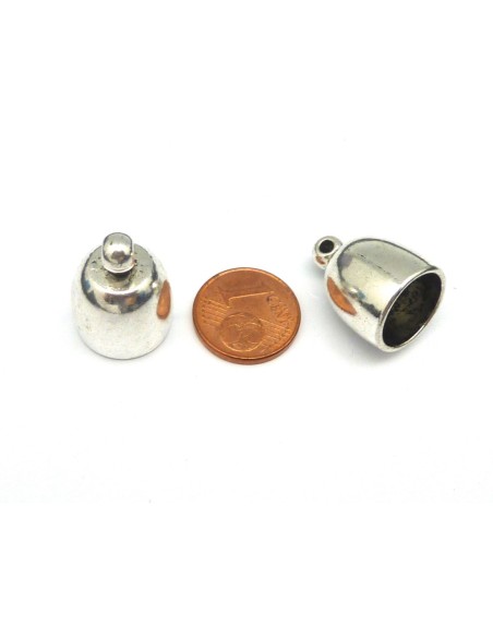 Embout rond pas cher argenté pour cordon cuir de 12mm