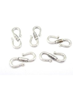 5 Fermoirs, attache en S, 24,7mm en métal argenté
