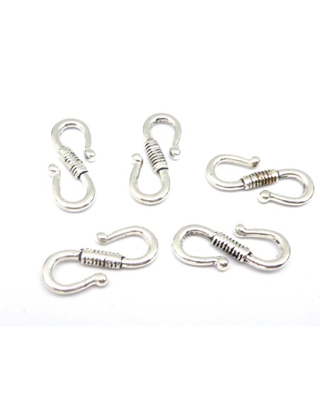 5 Fermoirs, attache en S, 24,7mm en métal argenté