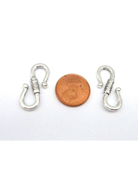 5 Fermoirs, attache en S, 24,7mm en métal argenté