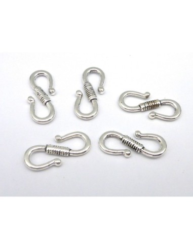 5 Fermoirs, attache en S, 24,7mm en métal argenté