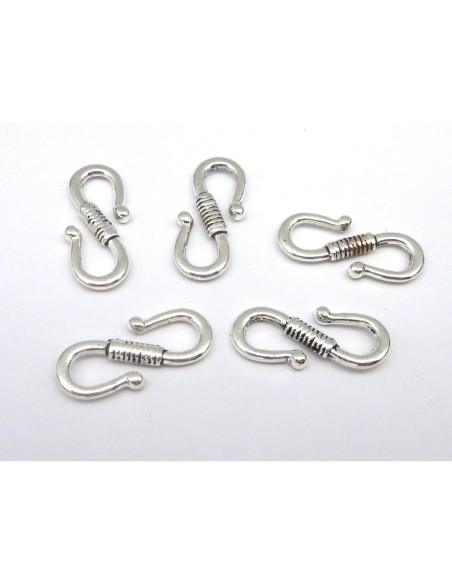 5 Fermoirs, attache en S, 24,7mm en métal argenté