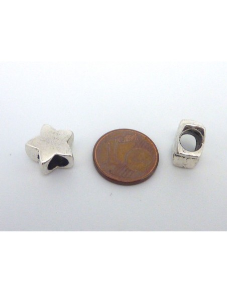 Perle étoile gros trou de couleur argenté