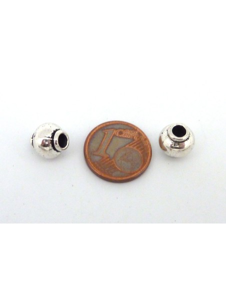 50 Perles connecteur 8,5 mm tube arrondi, tonneau en métal argenté