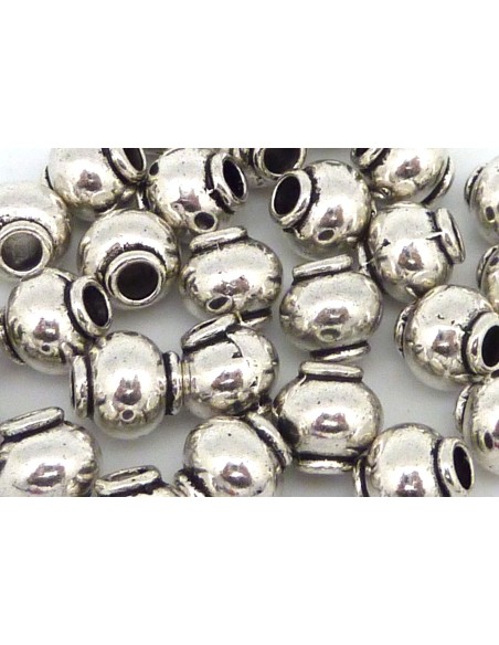 50 Perles connecteur 8,5 mm tube arrondi, tonneau en métal argenté