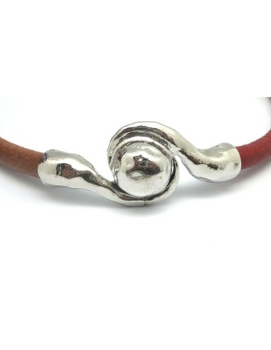 Fermoir aimanté martèle pour cuir rond 6mm