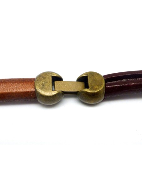 Fermoir clip bronze à gros trou pour cuir régaliz