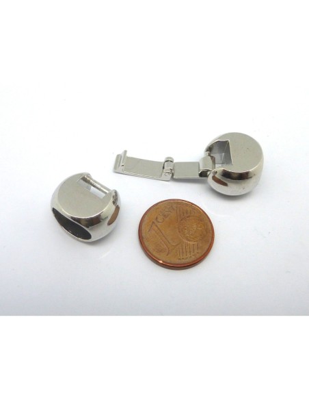 Fermoir à clip boule pour cuir regaliz 9,6x7,2mm ou plusieurs cordons, lanières en métal argenté