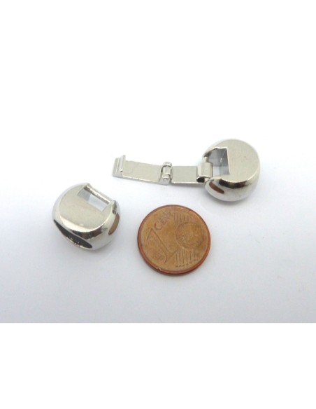 Fermoir à clip boule pour cuir regaliz 9,6x7,2mm ou plusieurs cordons, lanières en métal argenté