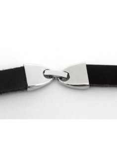 Fermoir clip pour lanière cuir de 9,5-10mm en métal argenté effet miroir 2
