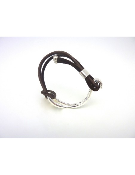 Intercalaire, demi jonc crochet 6cm pour cordon en métal argenté