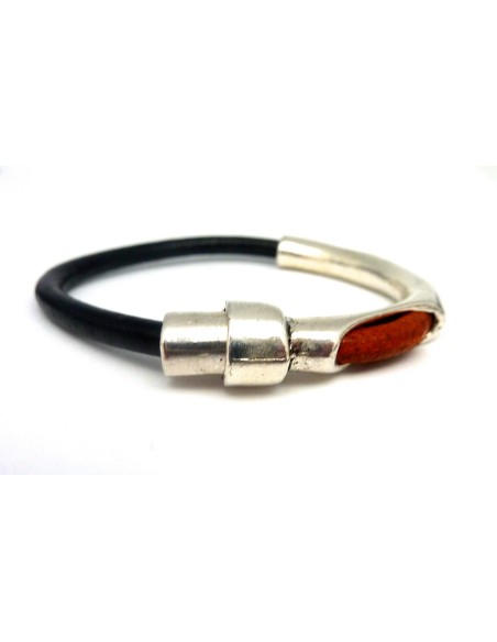 Fermoir aimanté demi jonc pour cordon de 4,5mm en métal argenté