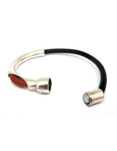 Fermoir aimanté demi jonc pour cordon de 4,5mm en métal argenté 2