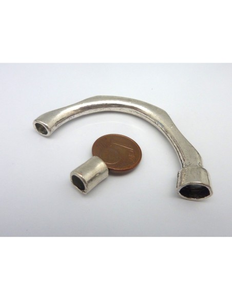 Fermoir aimanté demi jonc pour cordon de 4,5mm en métal argenté