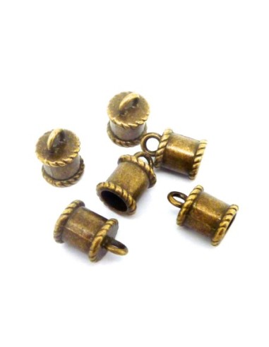 4 Embouts pour cordon 7,6mm gravé, style bobine...