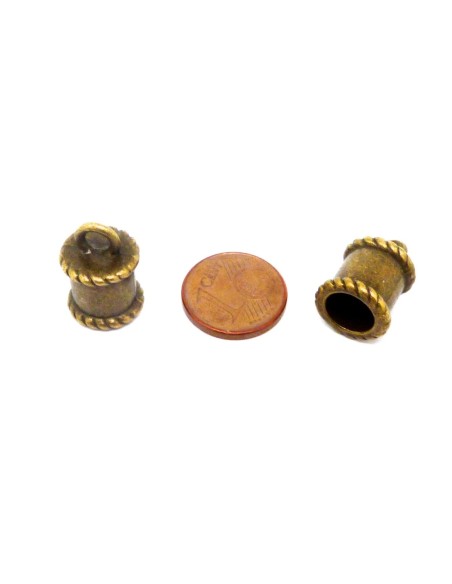 20 Embouts pour cordon 7,6mm gravé, style bobine en métal de couleur bronze