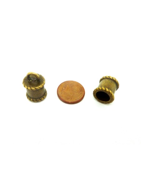 20 Embouts pour cordon 7,6mm gravé, style bobine en métal de couleur bronze