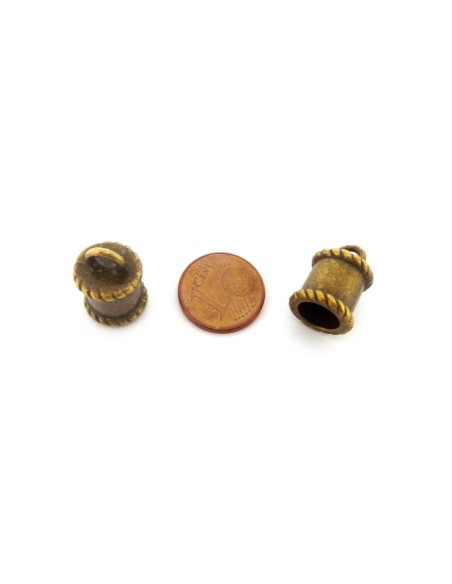 20 Embouts pour cordon 7,6mm gravé, style bobine en métal de couleur bronze
