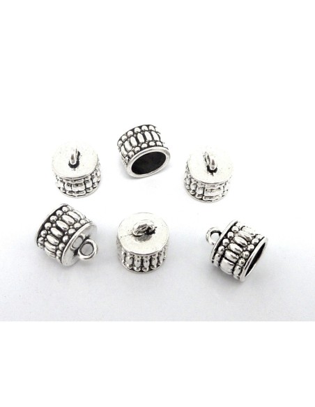 R-4 Embouts pour cordon 8,5mm, cache nœud, fermoir en métal argenté gravé