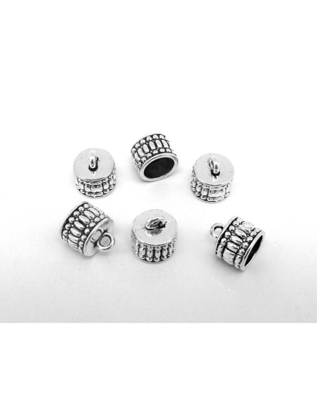 R-4 Embouts pour cordon 8,5mm, cache nœud, fermoir en métal argenté gravé