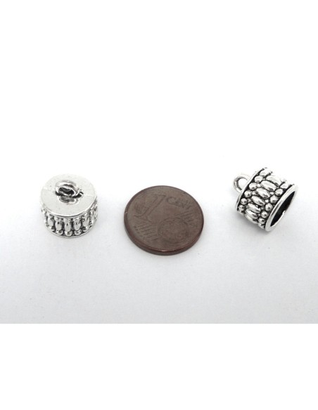 R-4 Embouts pour cordon 8,5mm, cache nœud, fermoir en métal argenté gravé