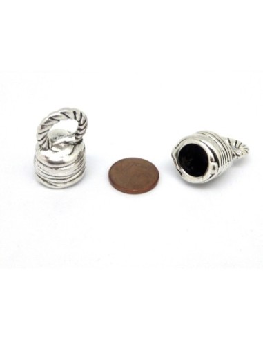Embout argenté à gros trou 10mm pour porte clé