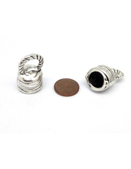 Embout argenté à gros trou 10mm pour porte clé
