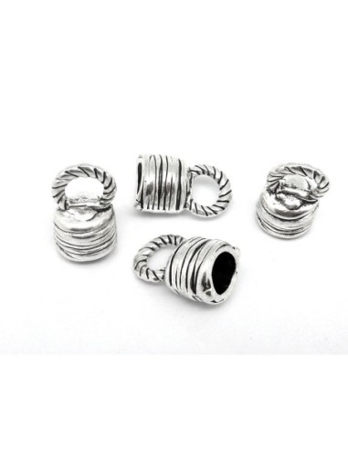 Embout gros diamètre 10mm en métal argenté