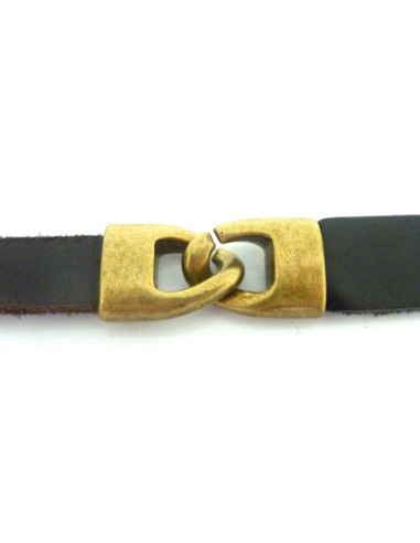 R-Fermoir crochet pour lanière cuir 10-12mm en métal de couleur bronze