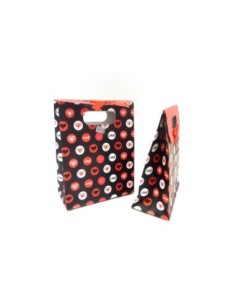 Pochette Cadeaux coeur Love 12,5 x 16,5cm Nœud satin rouge 2