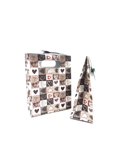 Pochette Cadeaux coeur vintage 12,5 x 16,5cm Nœud satin noir