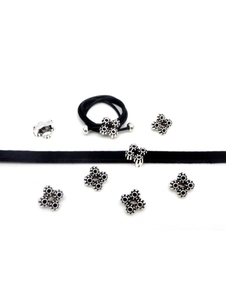 Passant carré pour lanière cuir 6mm en métal argenté