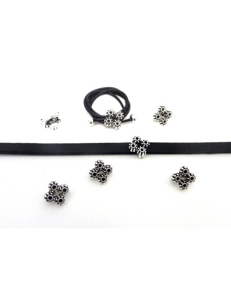 Passant carré pour lanière cuir 6mm en métal argenté