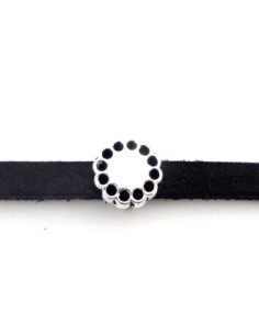 10 Perles passant fleur ronde pour lanière de 6mm en...