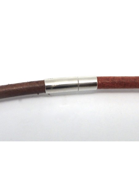 Fermoir tige embout rond 4mm en métal argenté