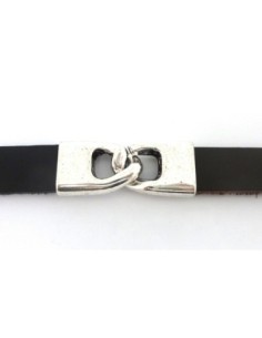Fermoir crochet pour lanière de 15mm en métal argenté lisse