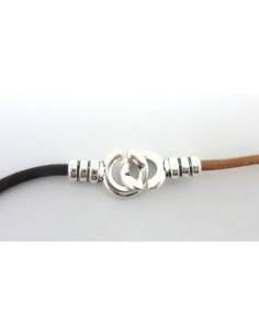 Fermoir menotte embout rond pour cordon de 3mm en métal argenté