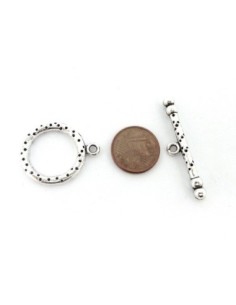 Fermoir rond en T toogle 21mm en métal argenté gravé de... 2