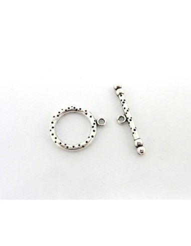 Fermoir rond en T toogle 21mm en métal argenté...