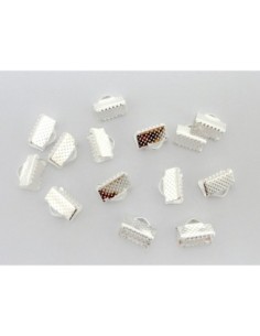 50 Embouts griffe serre ruban, lacet, fil cordon 10mm en métal argenté brillant gravé