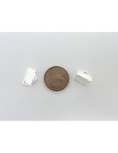 50 Embouts griffe serre ruban, lacet, fil cordon 10mm en métal argenté brillant gravé 2