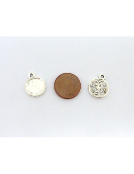 Lot de 5 Supports cabochon rond pendentif pour cabochon de 10mm en métal argenté