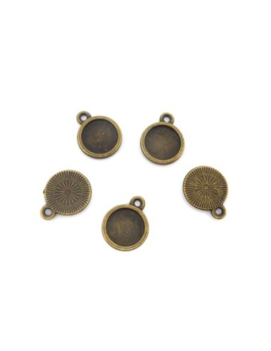 Pendentif support bronze pour cabochon de 10mm