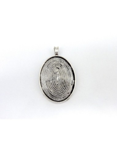 Pendentif argenté ovale pour cabochon de 30mm x 40mm 