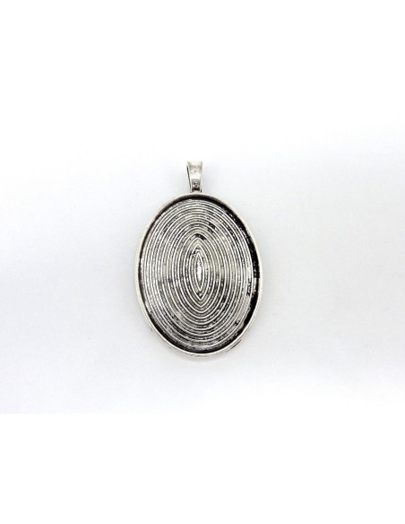 Pendentif argenté ovale pour cabochon de 30mm x 40mm 
