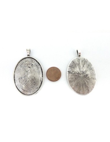Pendentif argenté pour cabochon ovale de 30x40mm