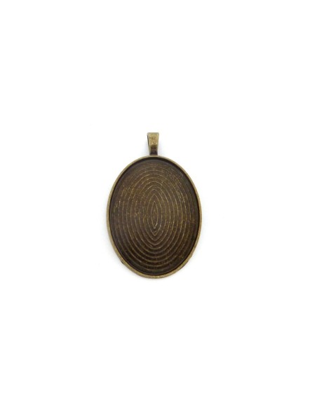 Support cabochon ovale de couleur bronze strié sur l'arrière