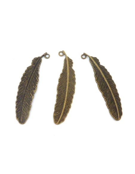 Grand pendentif plume bronze