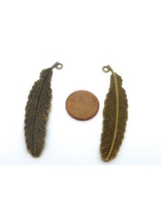 Grand pendentif plume bronze 2