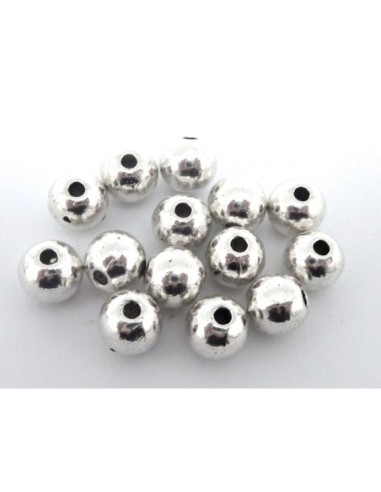 Perle argenté ronde en métal